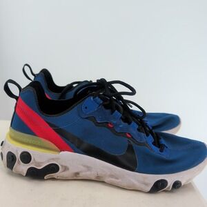 Nike React Element 55 BQ6166-403 Athletic Sneakers Game Royal Dynamic Yellow 8.5